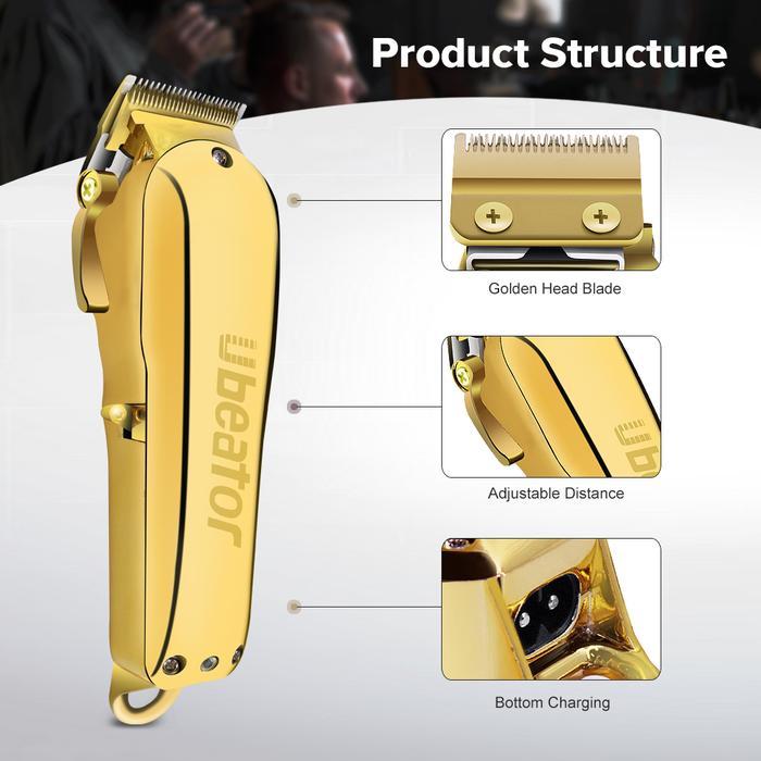 LIMITED EDITION Ubeator Emas Rambut Profesional Clipper Jenggot Pemangkas untuk Pria Tukang Cukur