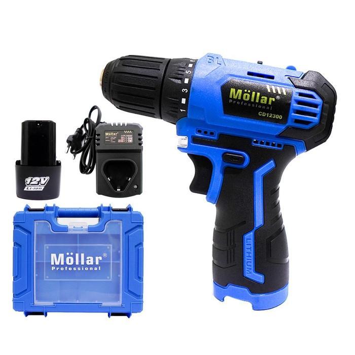 TERMURAH TERLARIS TERBARU MOLLAR CD12300 MESIN BOR BATERAI BRUSHLESS 12V CORDLESS DRILL HAPPY