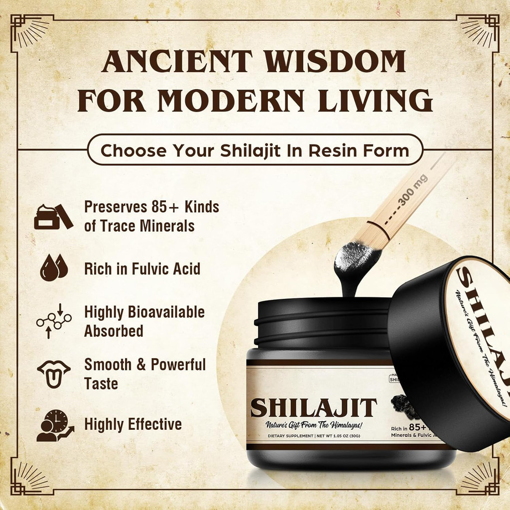 Shilajit Pure Himalayan Organic Shilajit Resin - 600mg Maximum Potency Natural Organic Shilajit