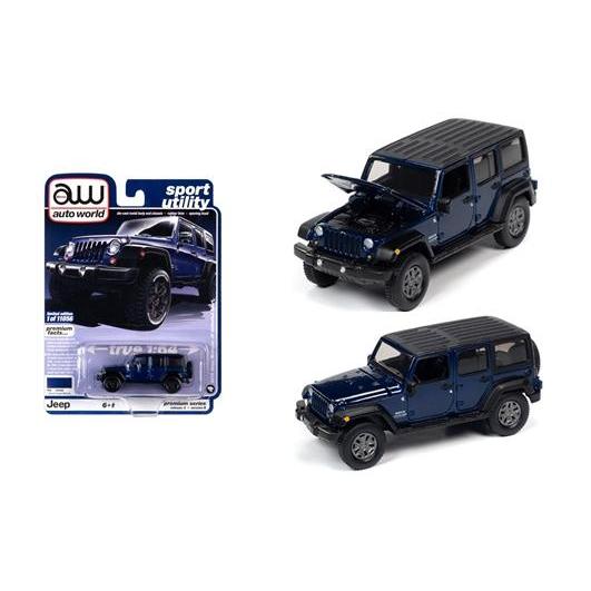 AutoWorld 1/64 Premium Jeep Wrangler 2018 JK Dark Blue