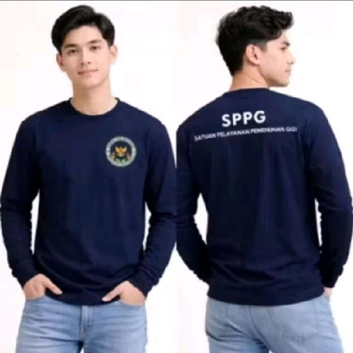 Kaos Lengan Panjang SPPG - Sablon DTF - Unisex BAJU MBG SERAGAM MBG BAJU