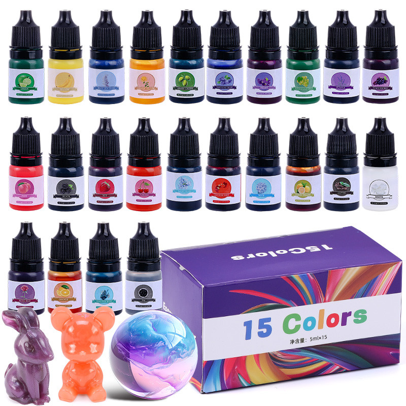 Epoxy Resin Color Pigment 24 Vivid Colors Liquid Epoxy Pigment Highly Concentrated Translucent Resin