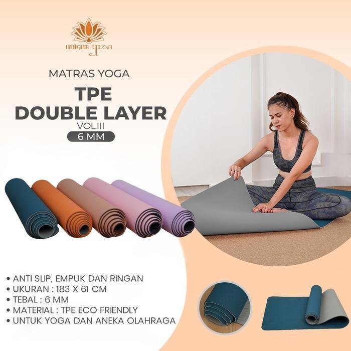 Nirvana Active - Matras Yoga Eco Friendly / Yoga Mat Tpe Double Layer 6Mm / Matras Yoga Tpe