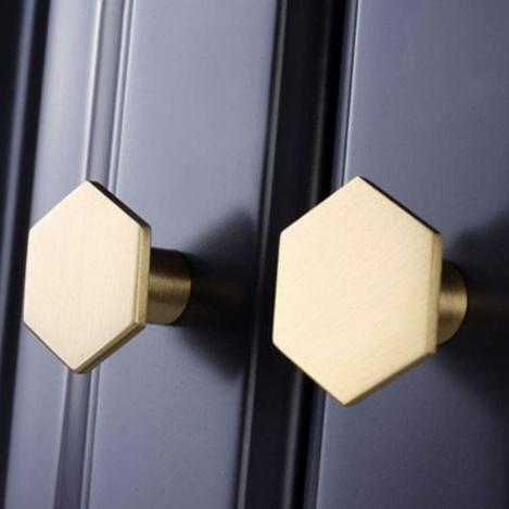 GOLD HANDLE BRASS HEXAGON KNOB CABINET PULL TARIKAN LACI EMAS