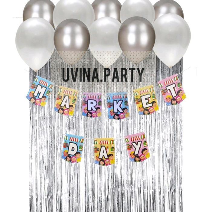 Balon Karakter Lucu Paket Dekorasi Market Day Free Lem Balon Balon Murah Dan Berkualitas / Cod