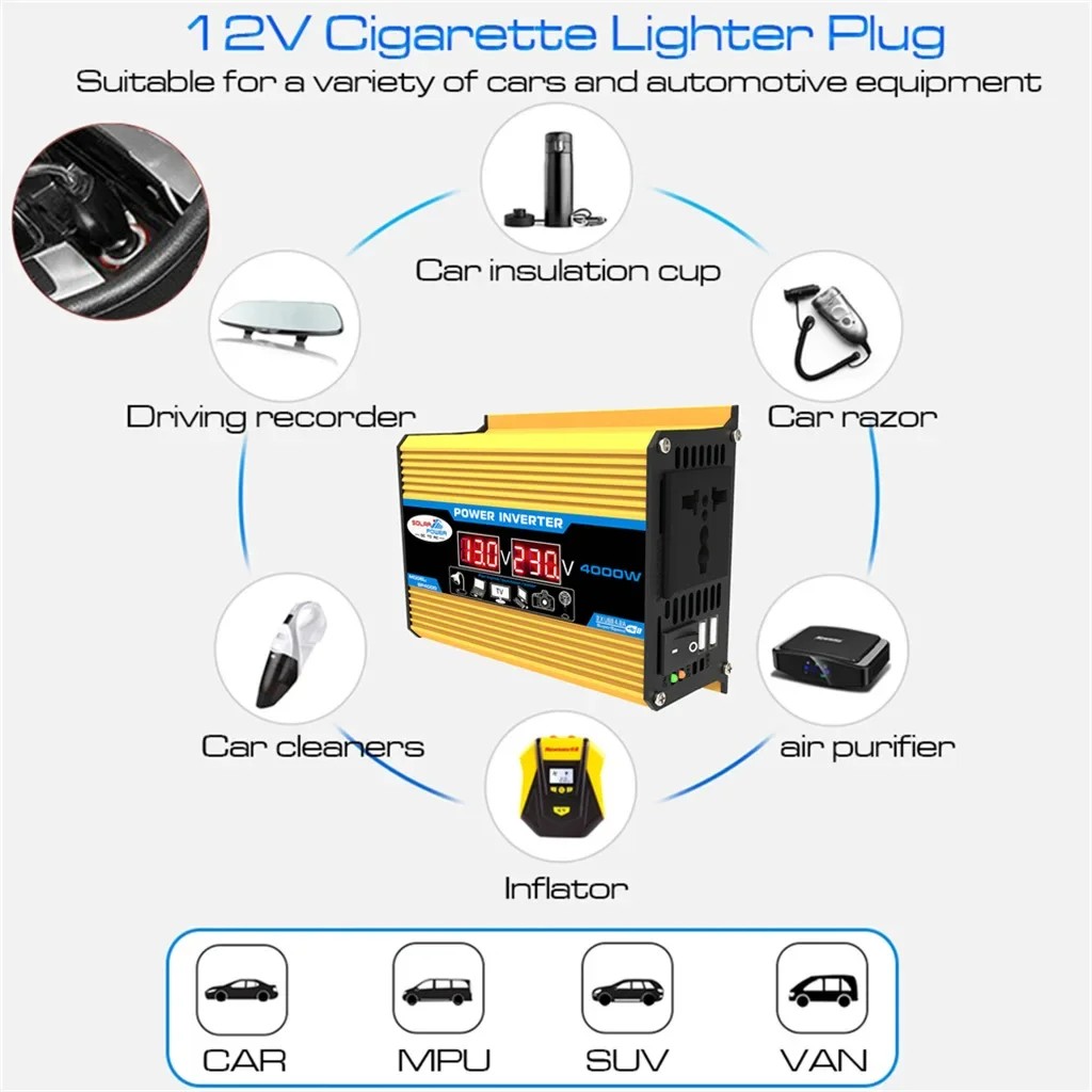 12V to 110V220V Solar Panel System 12V Solar Panel Battery Charge Controller 4000W Solar Inverter