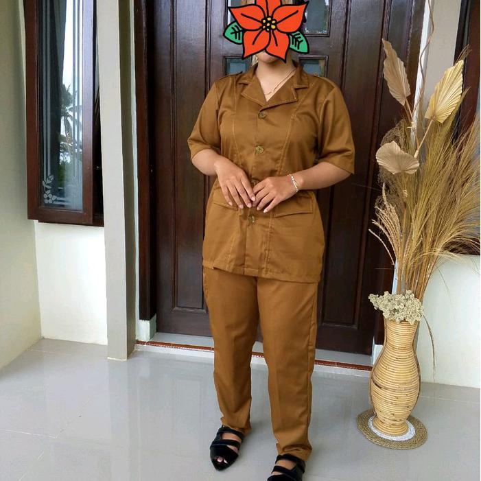 DISKON Terbaik Setelan tangan pendek Pemda pns ,dengan bawahan celana ,rok span dan rok pendek ,,