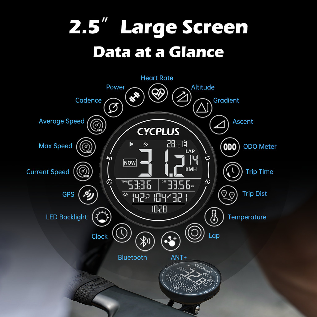 CYCPLUS M2 Wireless GPS Computer ANT+ Bluetooth Cycling Road MTB Waterproof Speed Meter Cadence