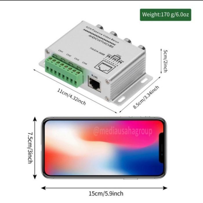 Video Balun 4Ch Passive Utp Transceiver For Cctv #Gratisongkir