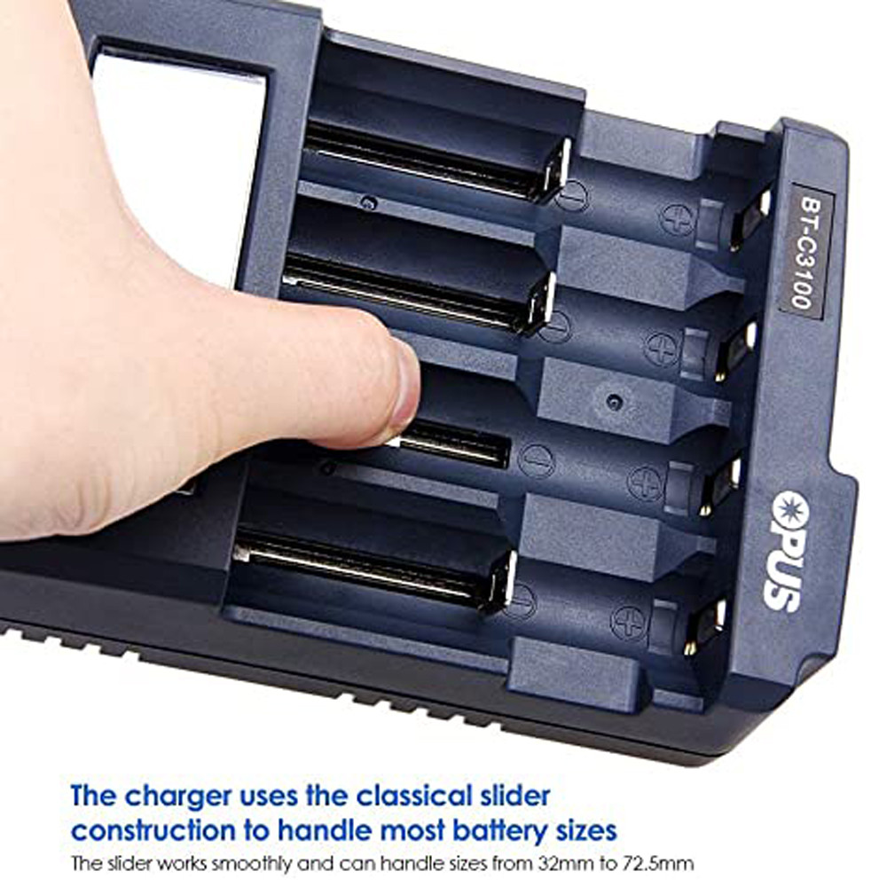 Standard Battery Charger Opus BTC3100 V2.2 Digital Intelligent 4 Slots AAAAA LCD Battery Charger