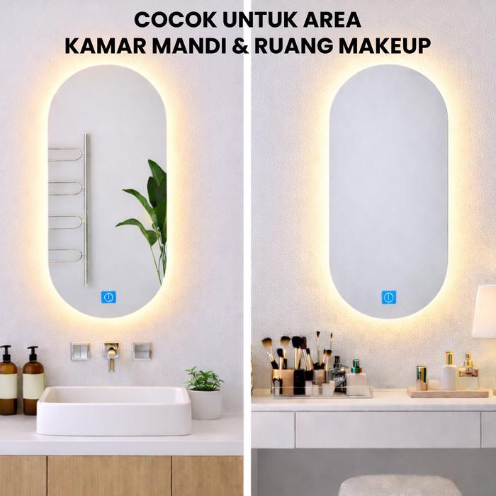 Cermin Kamar Mandi Model Kapsul - Led Touchscreen