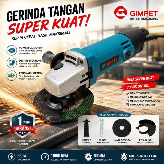 COCHONS GIMPET GP-954 Gerinda Tangan Gerinda Listrik Gerinda 4inch Angle Gurinder Gimpet