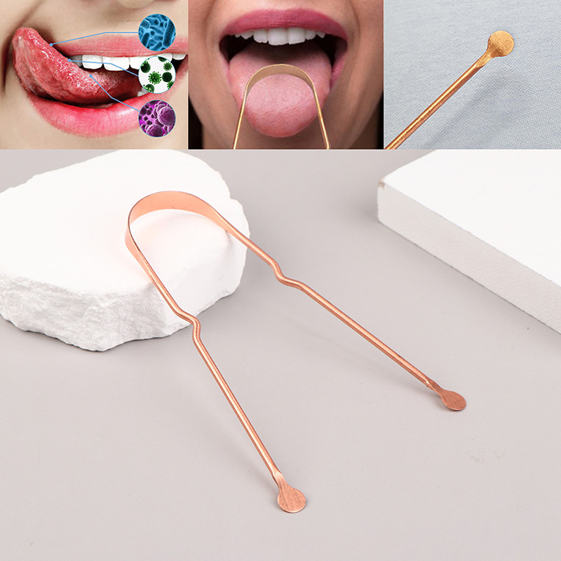 1Pcs Portable Tongue Scrapers Pure Copper Tongue Scraper Copper Tongue Cleaner Oral Cleaning Tools