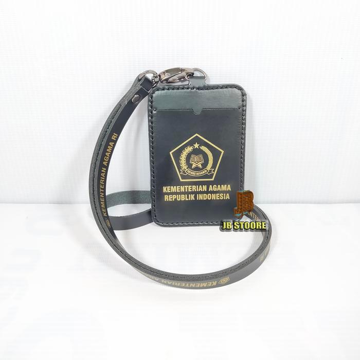 READY Tempat Id Card KEMENAG Kulit / Id Card Holder Kemenag Gantung / nametag kemenag tali kulit