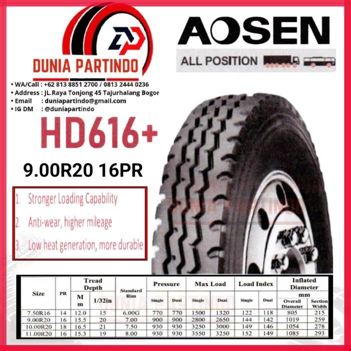 Ban Truk AOSEN HD616+ Uk 9.00R20 16PR , Chat Diskon Untuk Harga&Stok