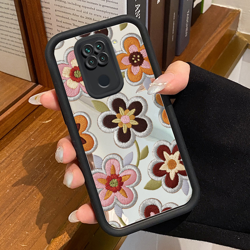 Casing Hp Untuk Xiaomi Redmi Note 9 Note 9s Note 9 Pro POCO M2 Pro Case Bunga Menjahit bordir  Kasin