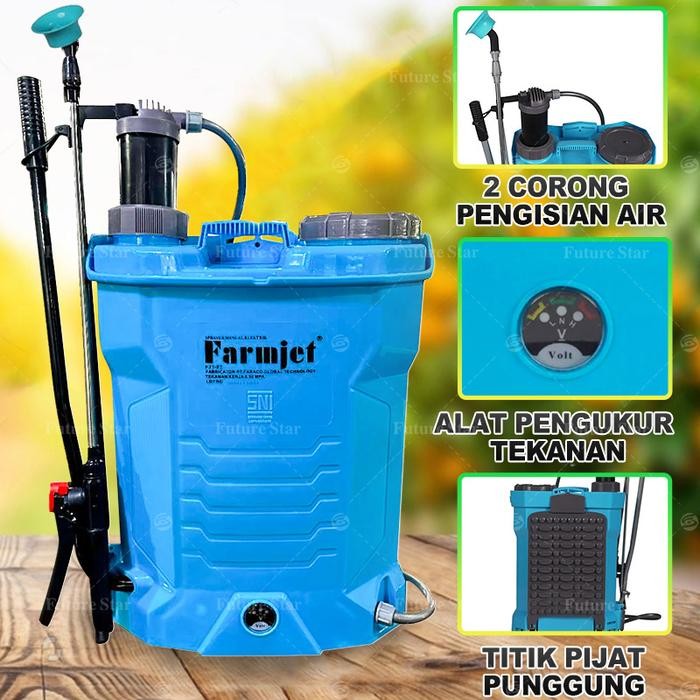 SNI Merek Farmjet Guarantee Original Sprayer Elektrik Tangki 16 Liter Alat Semprot Tangki Semprotan