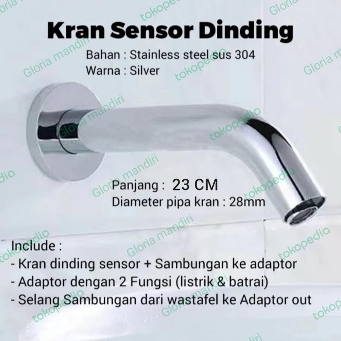 Paling Murah Kran Sensor Tembok Kran Wastafel Kran Wudhu Otomatis Type 801 ( 23Cm ) Terlariss 