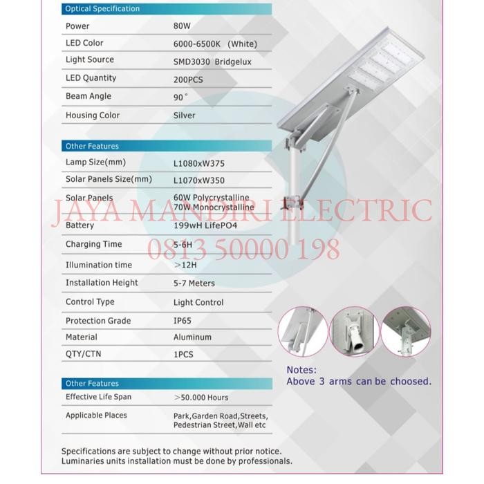 TERBARU LAMPU JALAN LED SOLAR CELL 80WATT PJU TENAGA SURYA 80 WATT PANEL 80W W