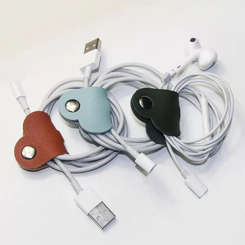 Cute Leather Cable Winder Mini Cord Organizer Cord Organizer Earphone Cord Winder Data Line