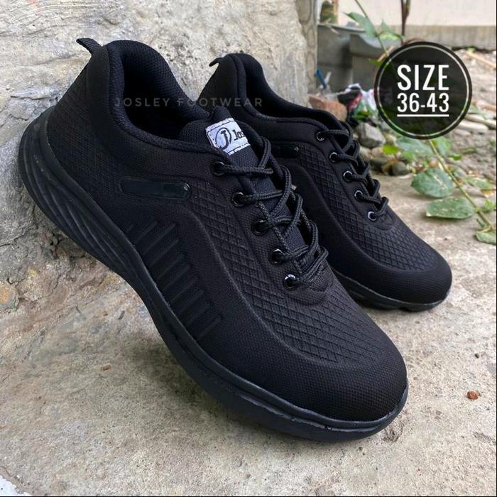 Sepatu Sekolah Hitam Polos Smp Sma Terbaru / Sepatu Olahraga Hitam Cewek Cowok Keren Casual Sneakers