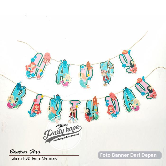 Banner shape mermaid / Bunting Flag mermaid / hiasan ultah hbd mermaid