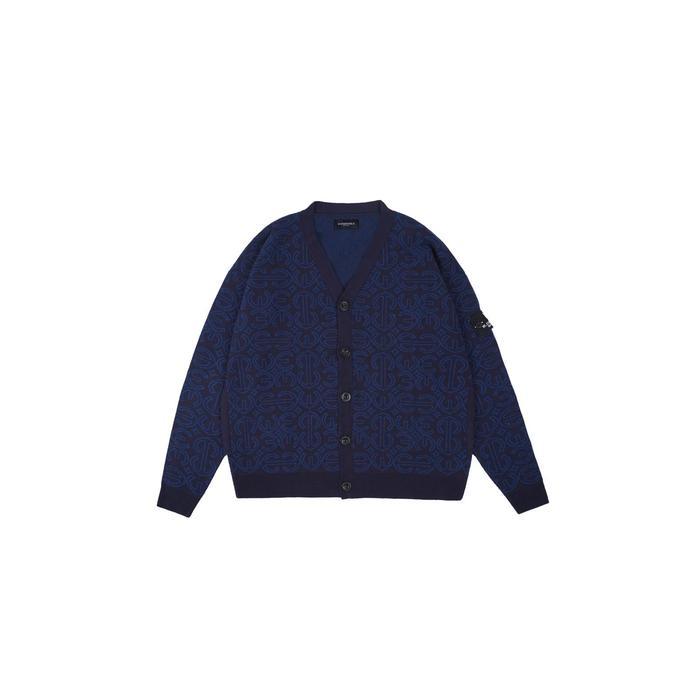 SALE W.Essentiels Calatrava Universite Monogram Oversize Knitwear Cardigan Navy