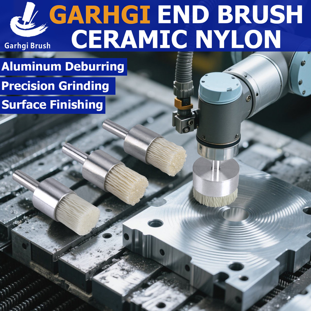 Ceramic Abrasive Nylon End Brush Metal Aluminum Surface Finishing Precision Grinding Cleaning