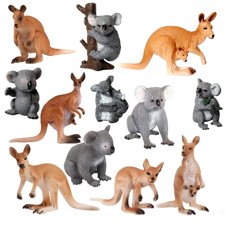 Simulation Plastic Kangaroo El Toys Koala Animal Figurines Australian Wild Animals Children Toys For