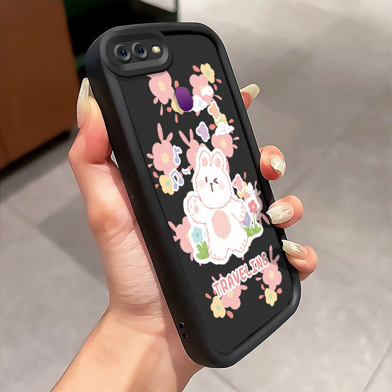 Casing Hp OPPO F9 F9 Pro A7x Realme 2 Pro Realme U1 Case Casing Bunga Kelinci Putih pola HP Kasing S