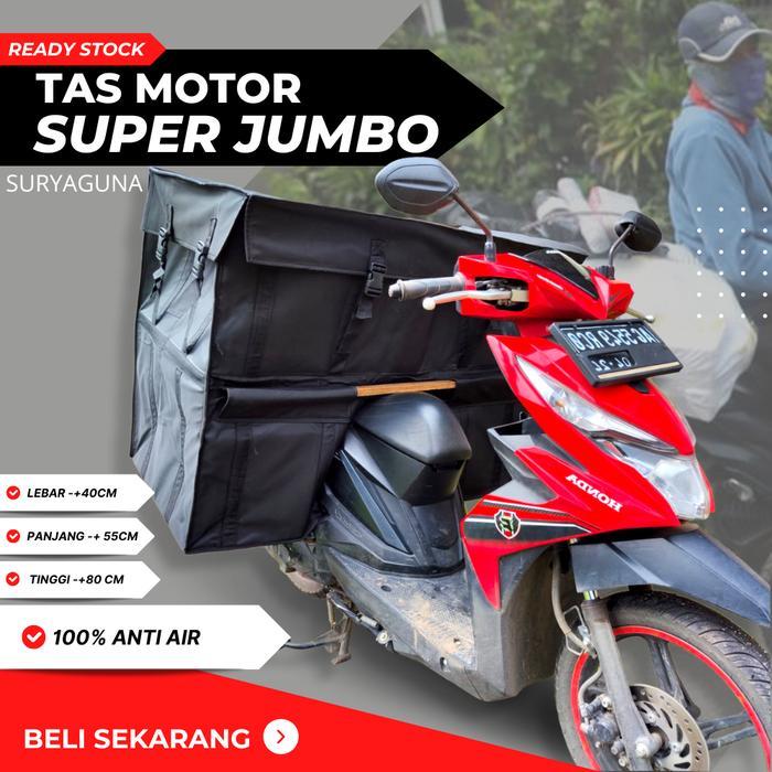 TAS KURIR MOTOR ANTI AIR SUPER JUMBO TINGKAT BAHAN KANVAS RONJOT TEBAL