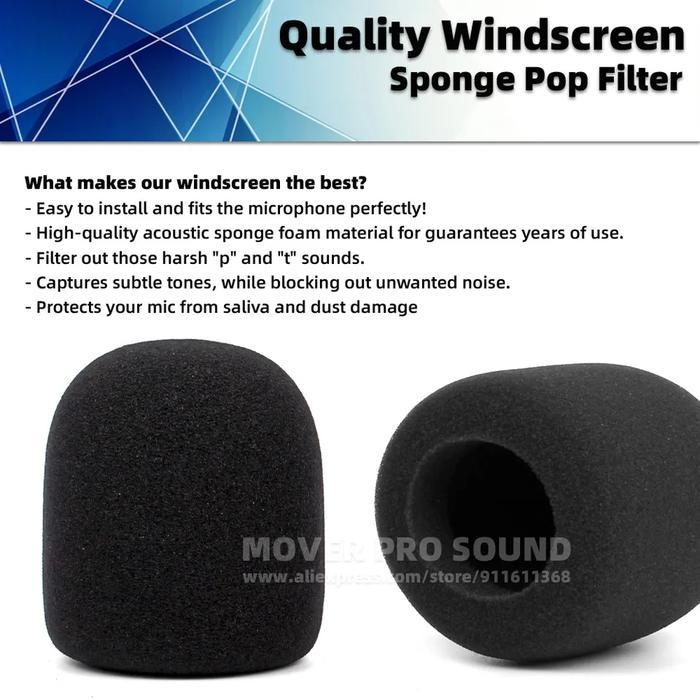 Busa Mic Shure Sm58 Beta 58A Windscreen Foam Dynamic Pop Filter Tebal Original