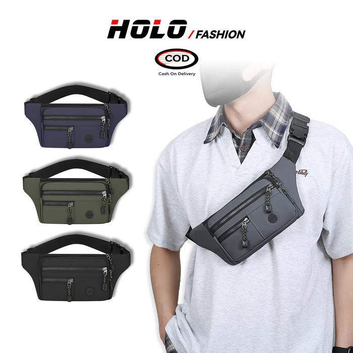 Eiger - Tas Pinggang Pria Nilon Tas Selempang Khusus Waistbag Tas Dada Olahraga Cowok Tahan Air Belt