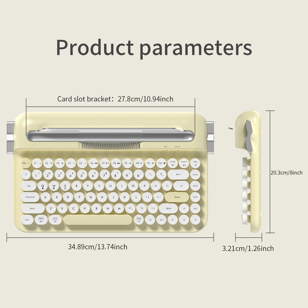 AJAZZ AF84 Wireless BT Portable Keyboard-Retro Punk Typewriter Mechanical Keyboard-Wireless BT