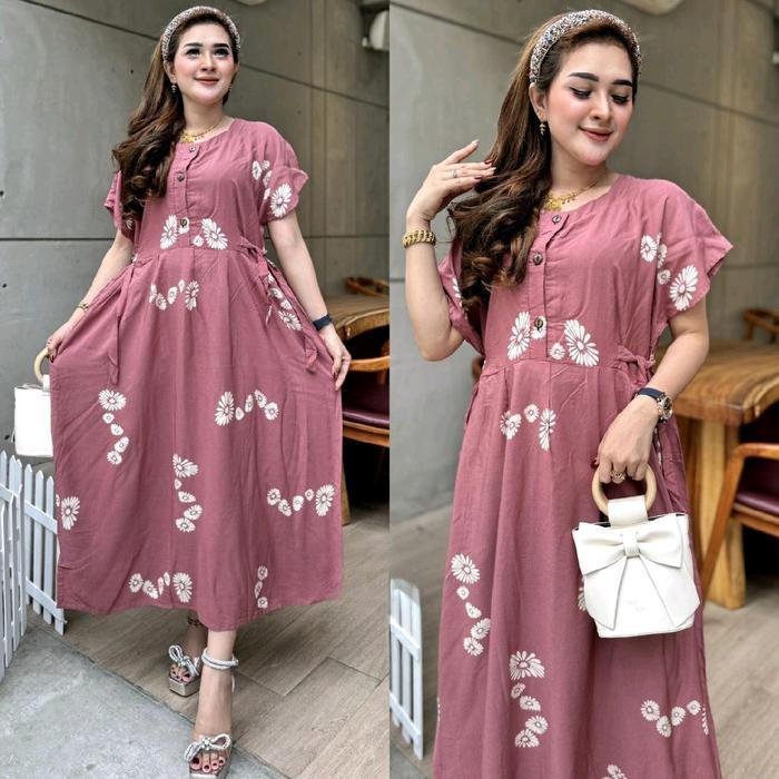 Daster Rayon Wanita Kekinian Motif Katun Rayon Tebal Busui Bumil Jumbo LD 120 - Amariel Dusty