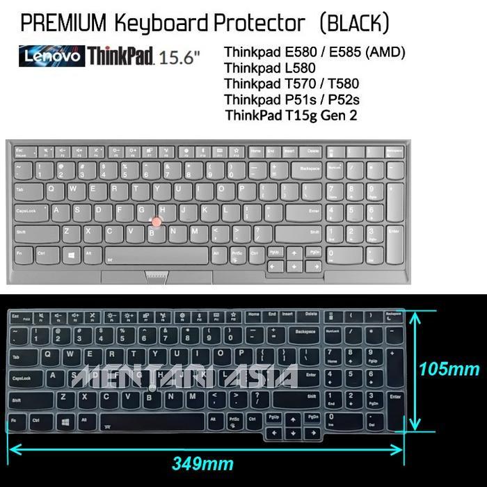 BERKUALITAS Keyboard Protector Lenovo ThinkPad 15.6 T570 E580 T15g - Premium BLACK