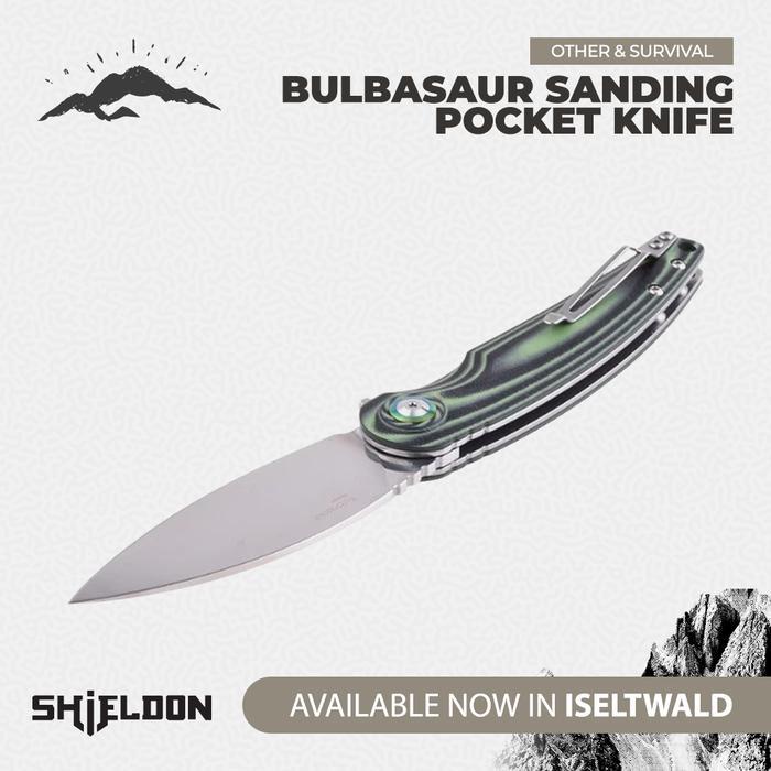 Pisau Lipat Shieldon 9061G-N Bulbasaur Sanding Pocket Knife
