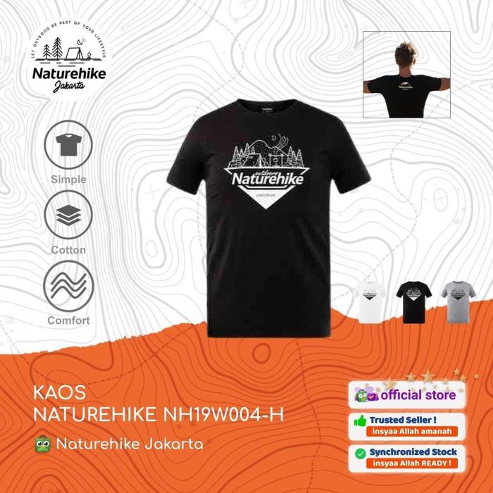 NATUREHIKE NH19W004-H CASUAL Kaos Katun Pria Lengan Pendek untuk Hiking Camping Outdoor Ukuran S Hit