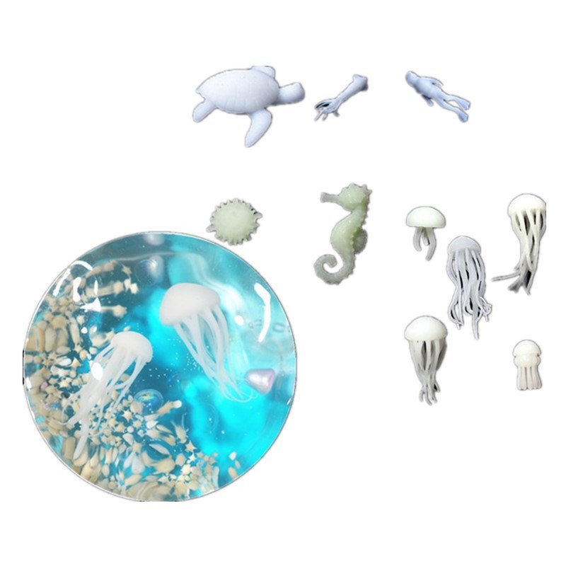 Mixed 3D Micro Jellyfish Landscape Mini Animals DIY Craft Handmade Resin Jewelry UV Epoxy Jewerly