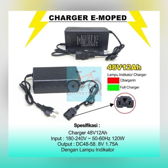 READY Smart Charger Casan Sepeda Listrik 36 Volt / 48 Volt 12 AH Battery Charger 36V-12AH 48V-12AH