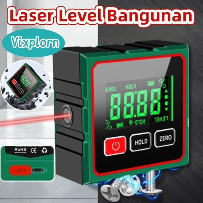 Vixplorn Laser Level Bangunan Waterpass Pengukur Sudut Kemiringan Digital Dengan Laser Laser