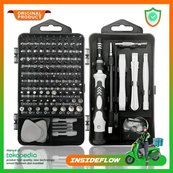 Krisbow - OBENG SERVIS FULL SET 122 IN 1 REPARASI HP LAPTOP KACAMATA JAM TANGAN
