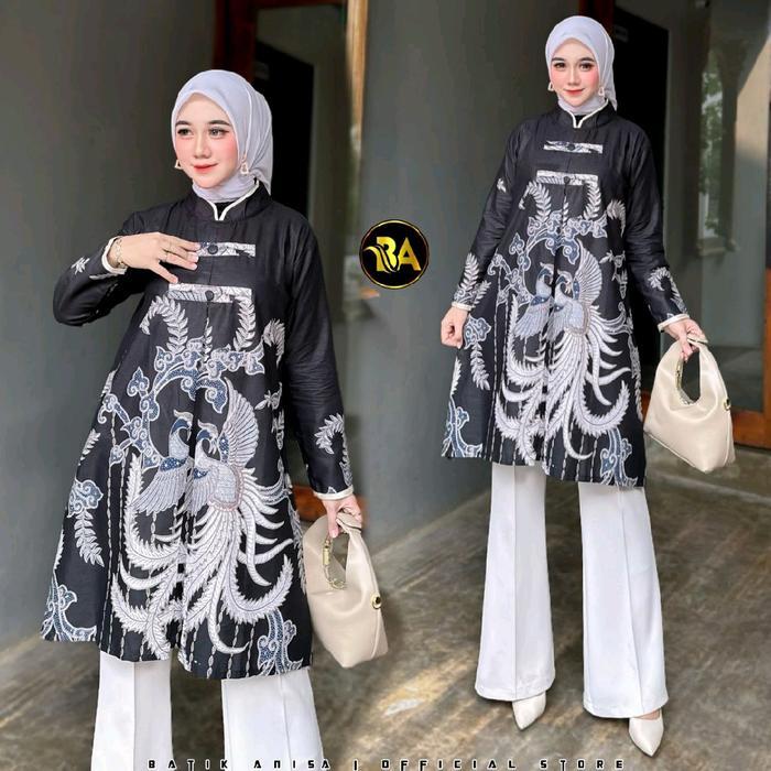 JTTOP" TUNIK BATIK WANITA.TUNIK BATIK MODEL CHEONGSAM.TUNIK KATUN