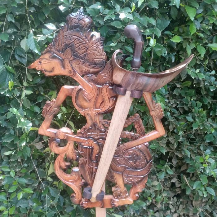 TERLARIS blawong tempat keris, wayang Krisna, hiasan dinding Kayu