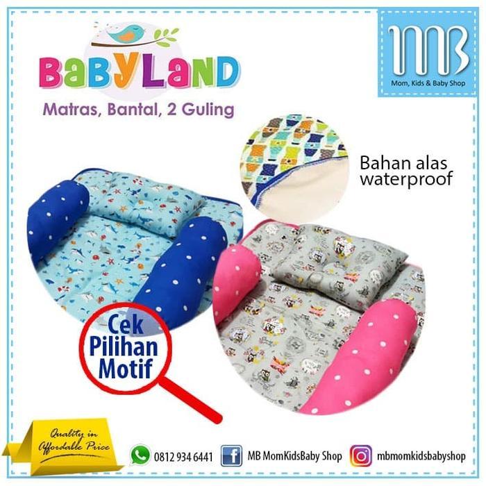 Perlak Bayi Waterproof Babyland - Matras Perlak Set Bantal Peang Dan Guling Bayi Perlak Bayi Praktis