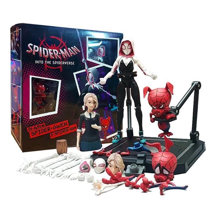 TERBARU Sentinel into Spiderverse Spider B Parker Miles Morales Gwen Noir Figure
