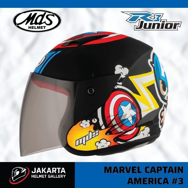 MDS R3 Junior Captain America #3 Helm Half Face - Matt Black, S