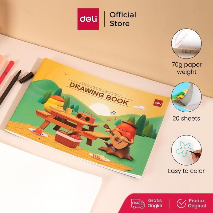 [Deli x Spongebob] Paket Mewarnai, Pensil Warna Spongebob + Krayon Minyak Spongebob + Buku mewarnai