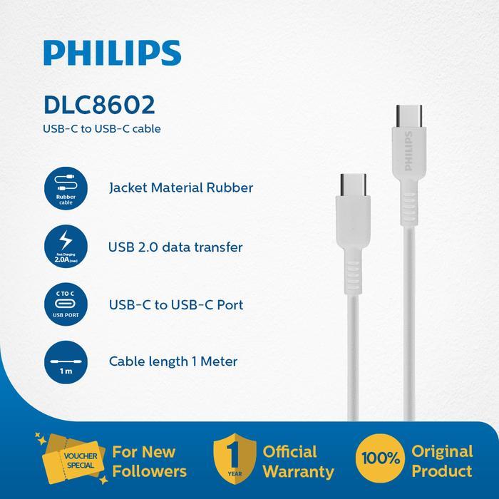 PHILIPS DLC8602 USB-C TO C CABLE CHARGE 2.0 DATA TRANSFER 1M