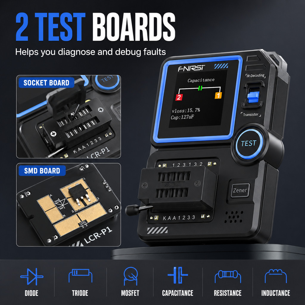FNIRSI LRP1 Transistor Tester, Mosfet Transistor apar Tester, SMD Eletroni omponent Tester, Diode